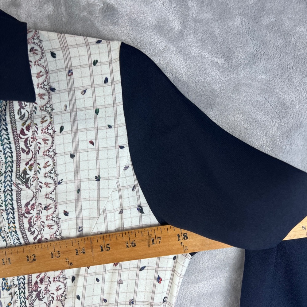 NNA ENJOY Maxi Dress Small Boho Modest Navy Mixed Print Asymmetrical Peplum - Picture 5 of 11